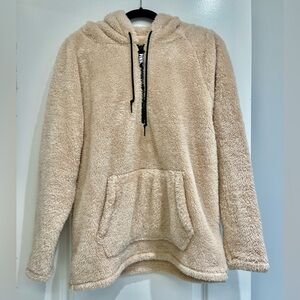 PINK Victoria’s Secret | Hooded Sherpa Fleece | Cream Pullover | Women’s Small